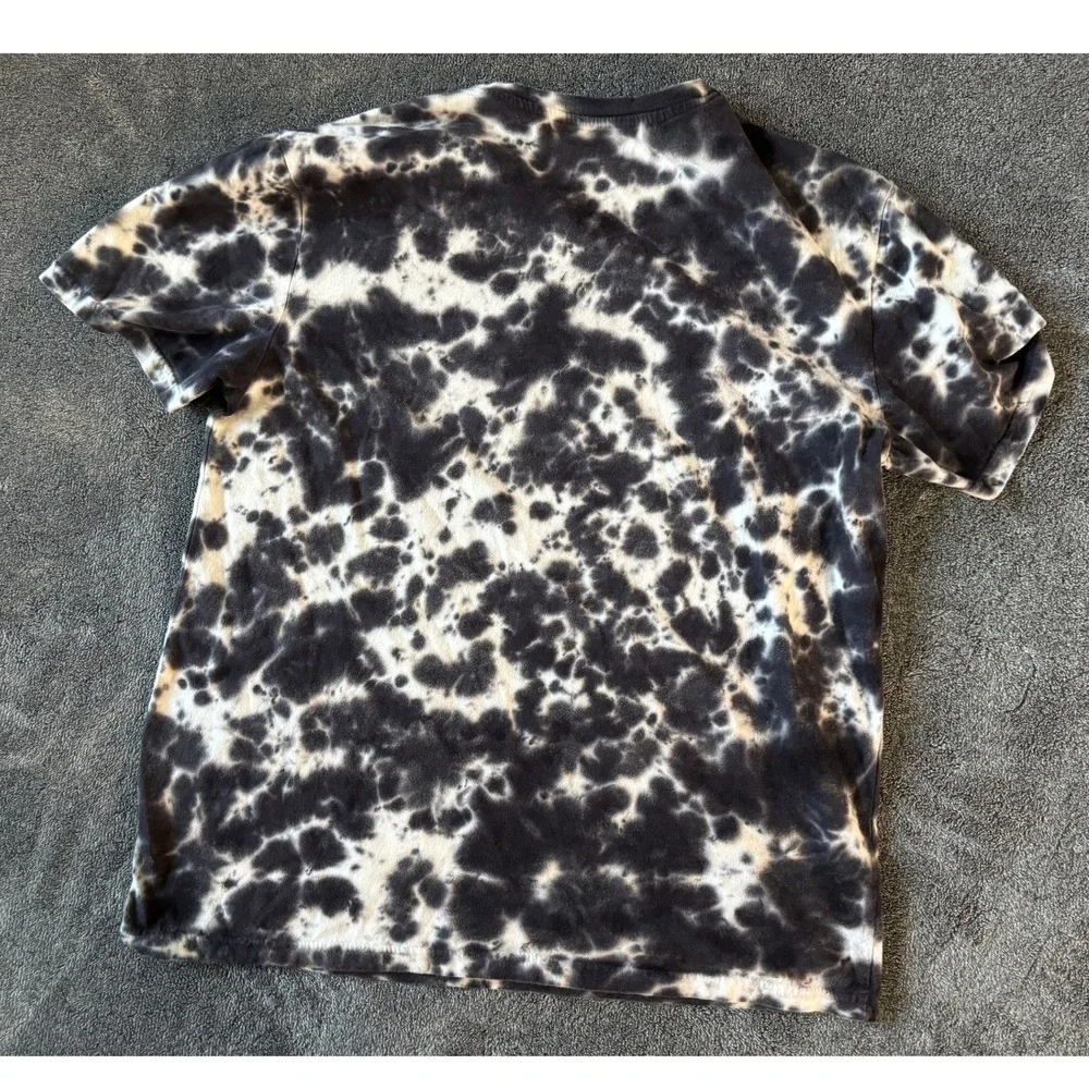 True Religion Mens Tie‎ Dye Buddha Guitar Graphic T-Shirt Black White Red Medium